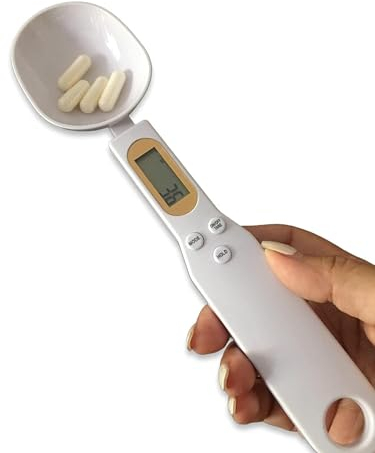 SQUADO - Bilancia a cucchiaio per alimenti, Bilancia a cucchiaio digitale, Bilancia a cucchiaio per pesare, Bilancia digitale per ingredienti, Bilancia a cucchiaio dosatore (0,1 g/500 g)