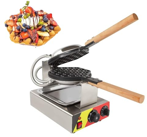 Kindevieft 1400W Bubble Waffle Maker Non-stick Electric Waffle Iron Machine, Egg Waffle Maker, 180° Rotate 572℉/300℃ 5 Min Fast Heating, for Cafe Restaurant Household Cake Shop