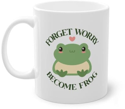 Forget Worry Become Frog Kaulquappe Froschzüchter Kaffeetasse | Laubfrosch Kröte Frosch Tasse Weiß (02902B)