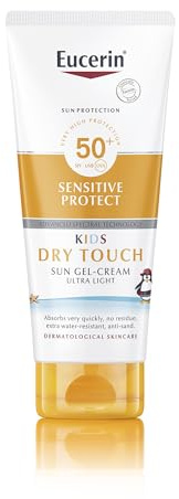 Eucerin Sun Kids Sensitive Sunscreen SPF50+ 200ml, Sun Cream SPF 50 for Sensitive Children's Skin, Ultra High Protection from UVA/UVB, Water-Resistant and Fast Absorbing Gel-Cream Formula