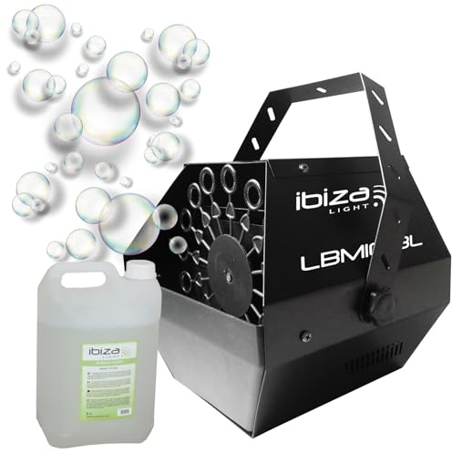 Ibiza Light - Pack Machine à Bulles sur Batterie Rechargeable Ibiza Light LBM10BAT-BL - Bidon Liquide à Bulles 5 litres - Mariage Baptême Enfant