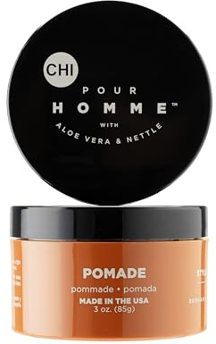 CHI Pour Homme Maximum Hold Styling Pomade Cream for Men, Smooth, Long-Lasting Hair Control with Texture & Definition, Non-Flaking Formula, Fresh Woody Scent, 6 oz