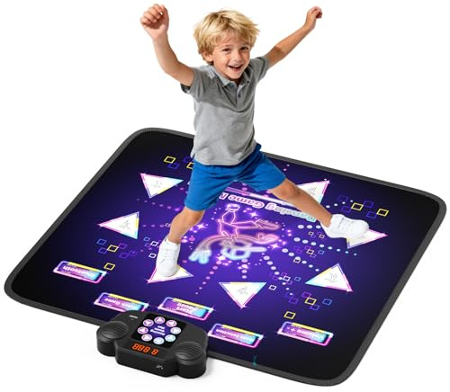 Yigowyigo Dance Mat for Girls Boys, Music Dance Play Mat with 8 Arrows & Light-up Music Kids, 6 Game Modes & 50 Levels, Bluetooth, Christmas Birthday Gifts Dance Toys for 3 4 5 6 7 8 9 10+ Year Old