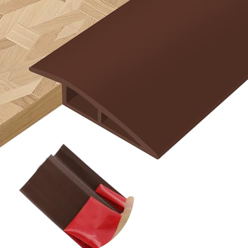 Perfil de transición para suelo tira de umbral adhesivo PVC perfil transición suelo desnivel para umbrales de puertas alfombras (Marrón café, 10mm×1m)