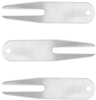 Healeved Forchette Divot da Golf in Acciaio Inox 304 Set 3 Pezzi Marcatore Palline e Forcella Fissa per Riparazione Prato, Strumenti Compatti per Green, Accessori Golf per Regali e Uso