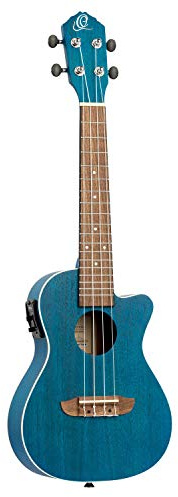 Ortega Guitars Concert Ukulele Electro-Acoustic – Earth Series – with Cutaway – Okoume, Dark Blue (RUOCEAN-CE)