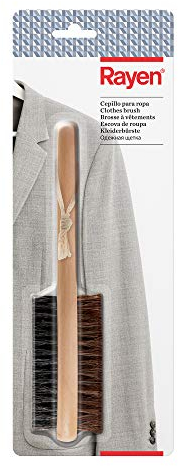 Rayen 100% setole Naturali Polvere | Spazzola per Vestiti a 2 Facce | per Tutti i Tipi di Tessuto, Legno, Legna Marrone, 21x4,90x4,5 cm