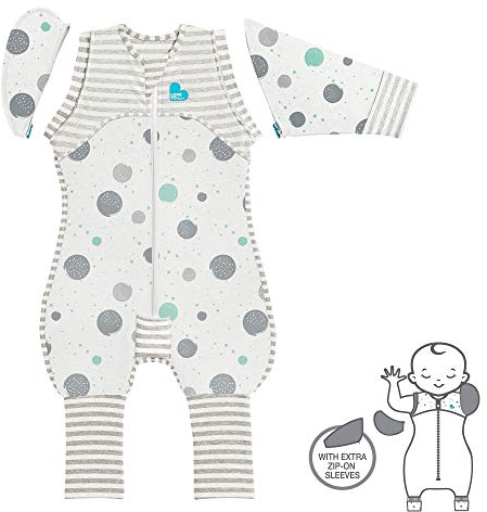 Love To Dream Übergang Pucksack, Baby Schlafsack, Medium (6-8,5kg), Ideal für warme Temperaturen 24-27°C, patentiertes abnehmbares Flügel Design, Weiß, Von Hebammen empfohlen