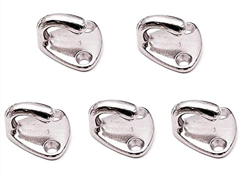 NRC&XRC 5pcs 316 Stainless Steel Boat Eye Fender Hook, Silver Mini Pad Eye Marine Sailing 27mm x 27mm Boats Accessories