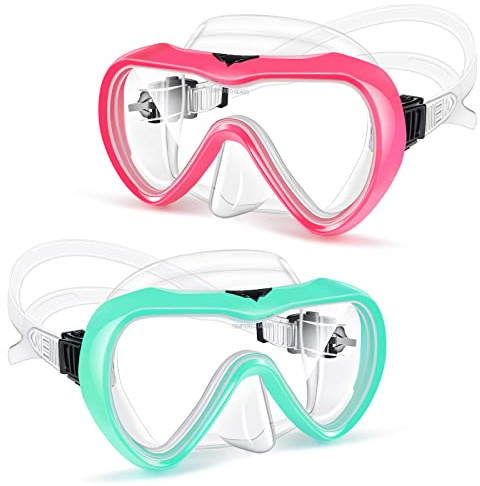 Supertrip Adult Swim Goggles, 2 Pack Snorkel Diving Mask with Nose Cover, Tempered Glass Scuba Swim Mask for Adult Men Women Youth