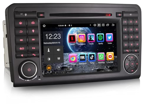 Erisin 8-Core 4Go+64Go Android 14 Autoradio Bluetooth GPS Stéréo pour Mercedes Benz Classe ML/GL W164 X164 7 DVD Player Écran Tactile sans Fil CarPlay Android Auto Dab+ FM Radio DSP WiFi TPMS OBD2