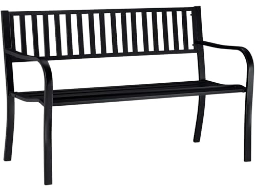 Marvin Panchina da Giardino 3 Posti in Metallo, Panca per Esterno Balcone Terrazzo con Schienale e Braccioli, mod. PIPE 135 x 60x 85cm (Nero/antracite)