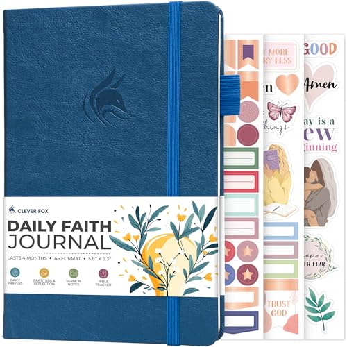 Clever Fox Daily Faith Journal – guidad bön, tacksamhet och bibelstudie anteckningsbok – trobaserade gåvor och journalföringsmaterial för kvinnor (Mystisk blå)