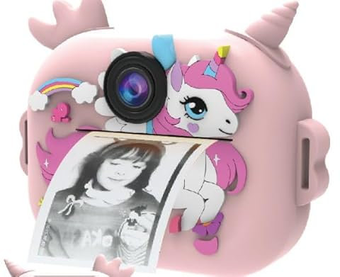 Kinderkamera Sofortbildkamera, Digitalkamera für Kinder mit Druckpapier 32G TF Karte, 2,4 Zoll Bildschirm 1080P Videokamera Kamera Kinder Sofortdruck, Weihnachten Geschenk für 3-12 Jahren