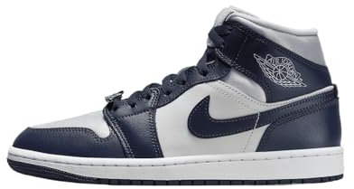 Jordan Air 1 Mid SE Women's Shoes (FZ8777-044, Football Grey/White/Gym Red/Midnight Navy), Fußballgrau/Weiß/Gym Red/Midnight Navy, 40.5 EU