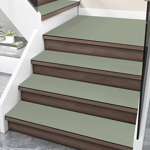 XXIUDEE Tapetes de seguridad para peldaños de escaleras para niños y mascotas mayores, alfombras para interiores con respaldo de goma antideslizante (80 x 30 cm, 7 unidades, verde)