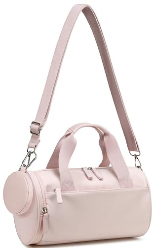 Mini Gym Bag for Women Girls Cute Small Duffle Bag 12'' with Multifunctional Pockets Workout Sport Bags Dance,Fitness,Yoga (Pink)