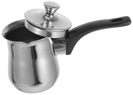 Zerodeko Cafetera Turca Acero Inoxidable Calentador De Leche Para Estufa Cacerola Pequeña Con Tapa y Asa Para Hervir Leche