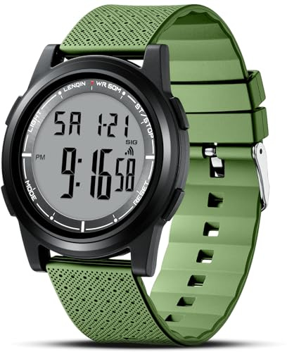 LN LENQIN Reloj Hombre Digital Reloj 30M Impermeables Relojes de Cuarzo Analógico Relojes Hombres Pulsera Luminoso Moda Correa Luz de Fondo Alarma de cronómetro de Minuto