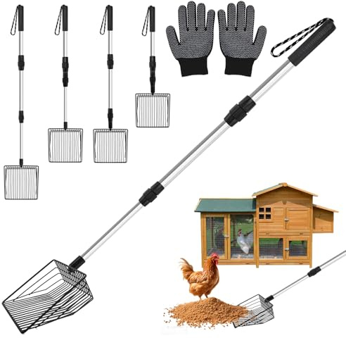 Cuchara de Arena para Gatos de Acero Inoxidable Pala para Excrementos de Gallina Pala de Arena Pala de Malla Litter Scoops Accesorios para Gallinero y Arena de Gato Negro