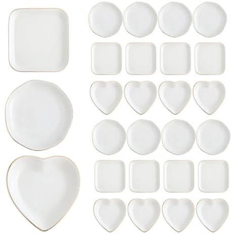 Shappy 24 Pcs Ceramic Jewelry Tray 4.5 in Ring Dish Bulk Decorative Trinket Dish for Bridal Shower Weddings Birthdays Gifts