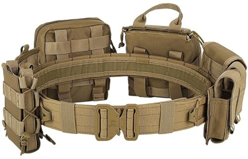 Grtheenumb Ceinture de Combat, Ceinture de Combat avec Accessoires 8 en 1, Utilitaire détachable, réglable, Confortable, Robuste, pour Les déplacements Quotidiens, la Chasse, l'entraînement simulé