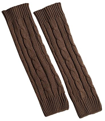 Generiska strumpor med värmefunktion stickad ull vinter varma benvärmare luggvärmare tjocka manschett strumpor ny ull, kaki, one size
