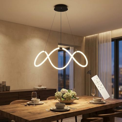 STARRYOL Lámpara Colgante LED Moderna Dimmable, Diseño de Anillo con Mando a Distancia, Plafón de Techo 68W con 3 Colores de Luz, Altura Regulable para Salón, Comedor y Dormitorio