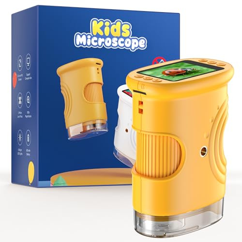 1000X Digitale Microscopio Bambini Portatile: Lente Ingrandimento Tascabile con 2.0 IPS Pollici ＆ 8 LED Luce - Natale Regalo Bambina 3-8 8-12 Anni Maschio - Idee Giochi Kids