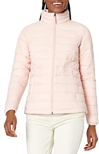 Amazon Essentials Women's Lightweight long-sleeved, water-resistant, packable puffer jacket (available in plus size), Rose, L