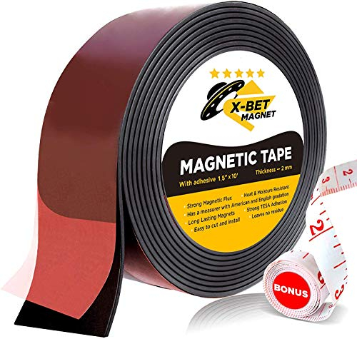 Flexible Magnetic Tape - Wide 3,8 cm x 3 m Magnetic Strip with Strong Self Adhesive - Premium Magnetic Roll for DIY and Craft Projects - Sticky Magnets for Refrigerator and Dry Erase Board