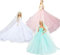 Abree 3 Stück Kleider Set Abendkleid Ballkleid Prinzessin Kleidung Dress Bekleidung mit Brautschleier für Puppen Weihnachten Party Geschenke (A)