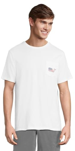 Vineyard Vines Men's Short Sleeve Pocket T-Shirt Americana, White Cap, XL