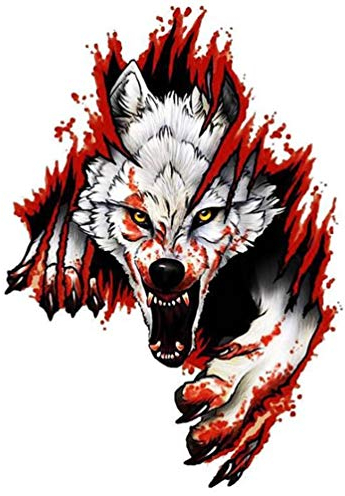 Zhuodingsen 3D Wolf Head Aufkleber Sticker Wolf Decal Car Decal Sticker PVC Auto Aufkleber Lustiger 3D Aufkleber Realistic 3D DIY Stickers, 18 * 25CM Recht