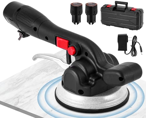 MXBAOHENG Fliesenrüttler 6 Gänge Elektrische Fliesenverlegemaschine 200kg Fliesenvibrator mit 2 Akku 4500 mA Fliesen Vibratoren Elektrische Fliesen Vibrationsgerät für 11,8-39,5 Zoll Fliesen