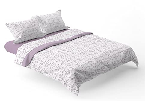 HOME ZEN HOUSEHOLD LINEN Set Lenzuola Completo Letto in Pile Plaid Caldo caldissimo ANTIREUMATISMI con sopra Lenzuolo sotto Lenzuolo Angoli E FEDERE (matrimoniale 2 piazze, disegno cerchio)