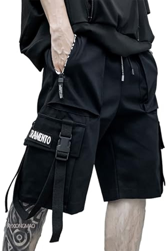 XYXIONGMAO Techwear Shorts Mens Cargo Cyberpunk Hip Hop Gothic Japanese Streetwear Men Tech Wear Tactical Goth Pants