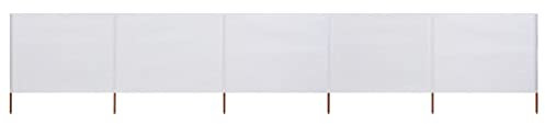 Yongdu Paravent Panneaux Extérieur Ecran de Plage Anti-Vent Abri de Plage Pare-Vue Coupe-Vent Paravent 5 Panneaux Tissu 600 x 120 cm Blanc Sable