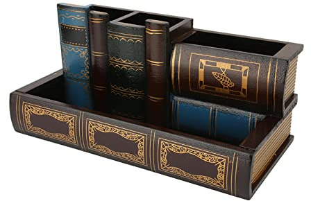 Retro Pennhållare pott, trä penna pott, Penställ, Stand Store Pen Organisator, Trä Cartoon Pen hållare, Dekorativ Bibliotek Böcker Design Trä skrivbord Penna Hållare