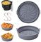 Alyvisun Air Fryer Silicone Liners 2PCS Reusable Airfryer Accessories Basket Foldable Baking Tray Inserts Versatile Round Rack Pot for Microwave, Oven (Grey)
