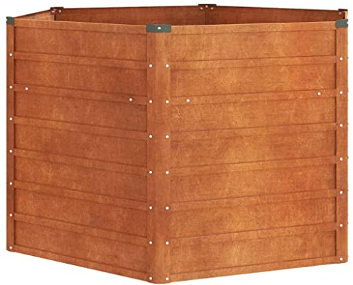 Hochbeet, Pflanzkasten aus Metall, Wetterfestes Blumenkasten Gemüsebeet, Cortenstahl Gartenbeet Outdoor, Pflanzbeet Blumenbeet Pflanzkübel Blumenkübel für Garten &Terrasse, Grau - Edelrost