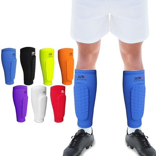 LUONT - Soccer Shin Guards for Men, Women & kids | Protective Football Soccer Pads with Superior Impact Absorption, Breathable, & Lightweight | Football Shin Guards Sleeves (M, Blue)