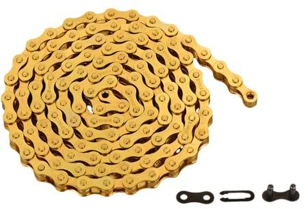 Bike Chain Single-Speed, Bicycle Chain 1 Speed, 1/2 × 1/8 inch,Golden (122L)