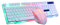 Gaming Keyboard and Mouse Set USB Wired Gaming Keyboard Mouse Set GTX300 Mouse And Keyboard Combo Light up Keyboard for Pc Computer Laptop Desktop White