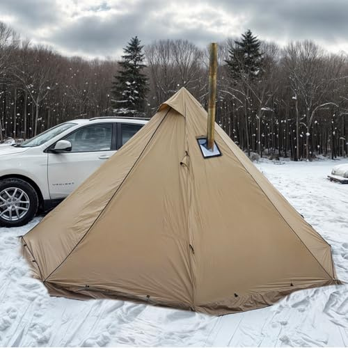 Top Lander 2-4 Person Winter Teepee Tent with Wood Stove Jack, 4 Season Camping & Hunting, Survival, Fishing, Military