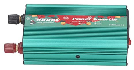 Convertitore di Potenza, Convertitore di Potenza per Auto da 3000 W, Convertitore a Onda sinusoidale a Basso Rumore da DC12V a CA in Lega di Alluminio