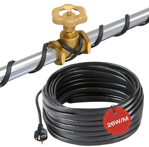 H&G Lifestyles Chauffage de gouttière 15 m 230 V – Câble chauffant autorégulateur 26 W/m pour gouttière, tuyau, conduite d'eau – Chauffage d'accompagnement antigel, bande chauffante contre la glace et