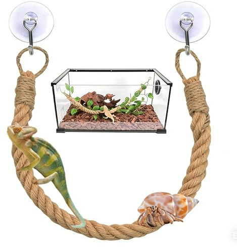 lrgnixs Reptile Vines Climbing,Reptile Tank Accessories,Hermit Crab Rope Ladder with Hook, Chameleon Tank Accessories Amphibian Habitat,Reptile Accessories for Lizards Snakes