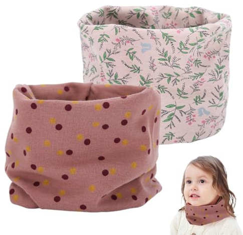 YUVKIN 2 sciarpe scaldacollo per bambini in cotone, per autunno e inverno, sciarpa, collo caldo per ragazza e ragazzo