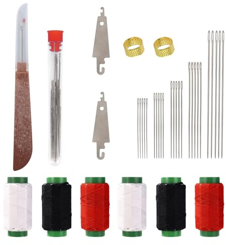 Sinbana 37pcs Sewing Tool Kit, Needle and Thread Set Portable Hand Sewing Repair Kit with 25 Big Eye Steel Needles 6 Threads 1 Seam Ripper 2 Thimbles 2 Threaders for Clothes Upholstery & DIY Crafts